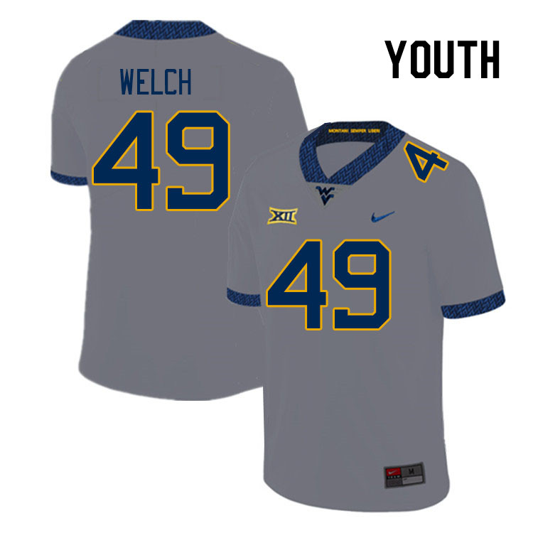 Youth #49 Austin Welch West Virginia Mountaineers College Football Jerseys Stitched Sale-Gray